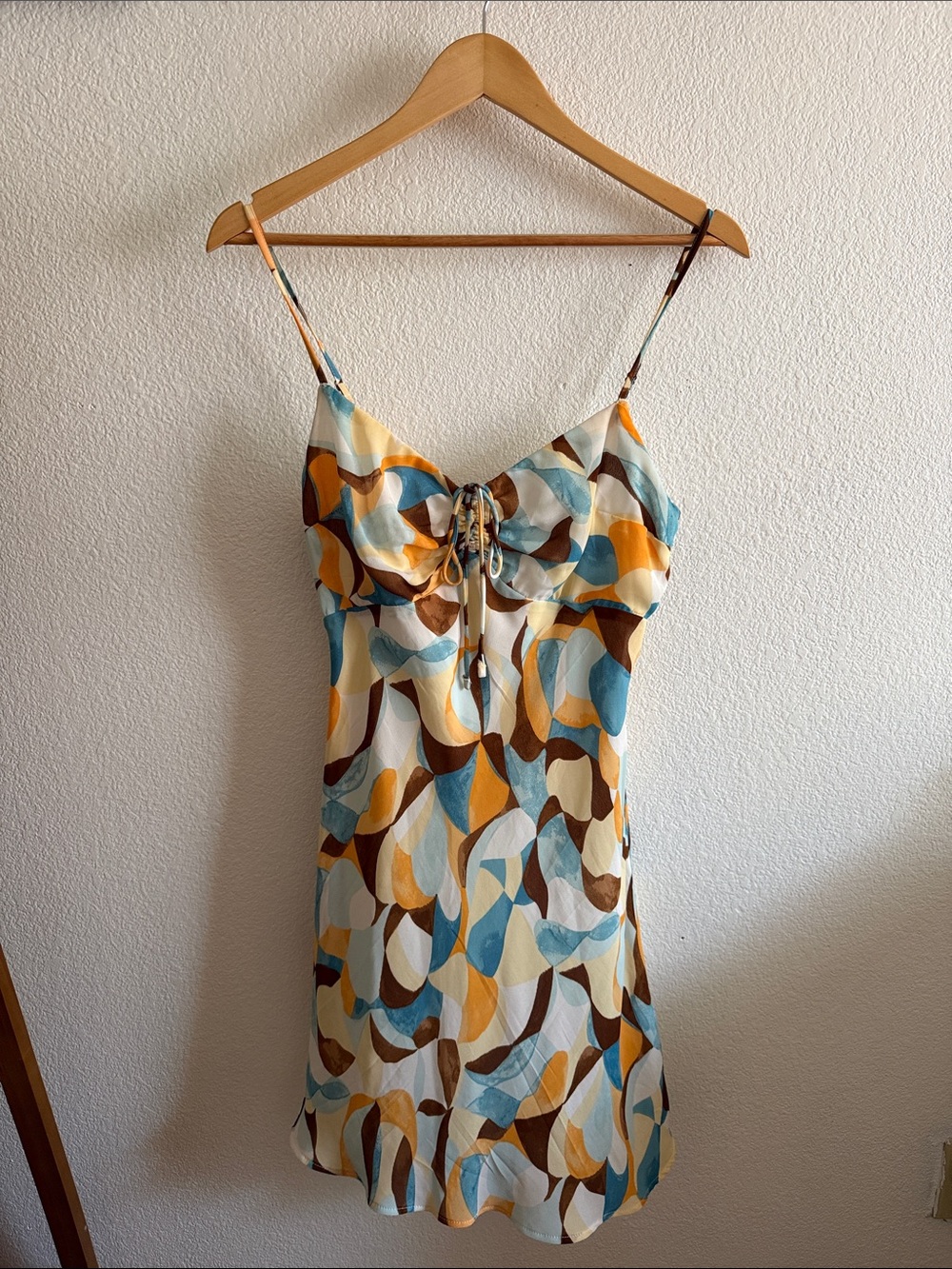 Abercrombie & Fitch Abstract Slip Dress in Blue, Mustard & Brown